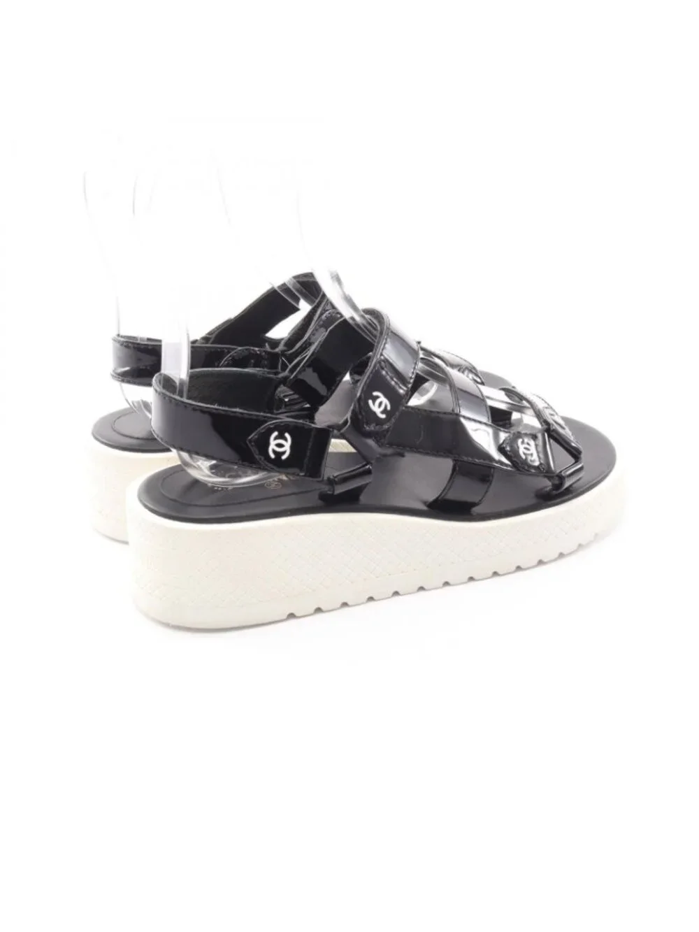 Chanel Sandals CC Logo Patent Leather